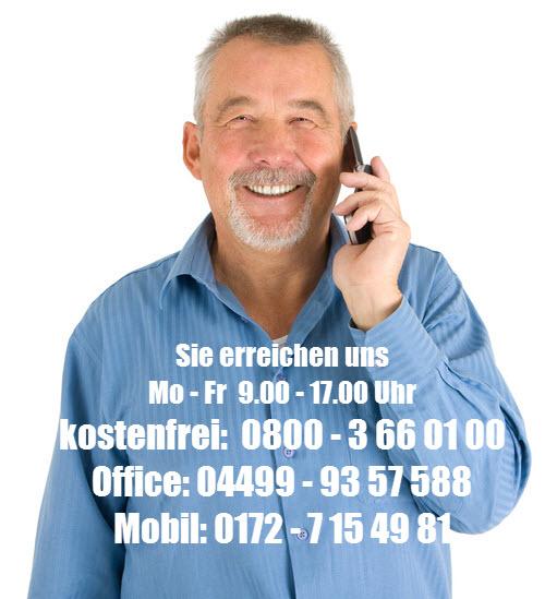 Sie erreichen uns unter der kostenfreien Nummer 0800 - 3 66 0 1 00