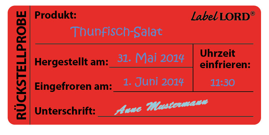 Labellord Rückstellprobe Anwendungsbeispiel