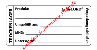 Labellord Grundetikett Trockenlager Aqualabel