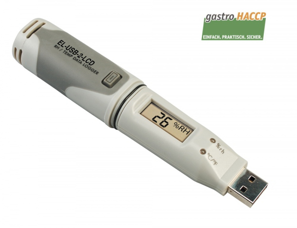 EL-USB-TL-LCD = Temperatur-Daten-Logger mit USB-Anschluss mit austauschbaren Teflon-Draht-Fühler